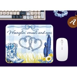 Funny Cowgirl Mouse Pad | Wranglin' Emails and Egos Office Gift